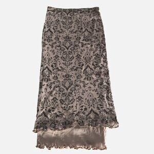 Y2K Slip Skirt Large Floral Mesh Purple Ruffle Layered Fairy Grunge Whimsigoth